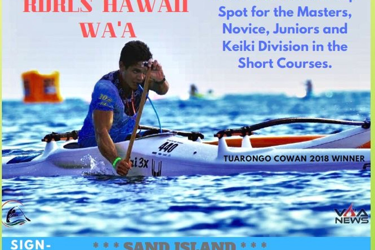 V1 paddlers in action during Aloha Aito Hawaii race at Kailua Beach